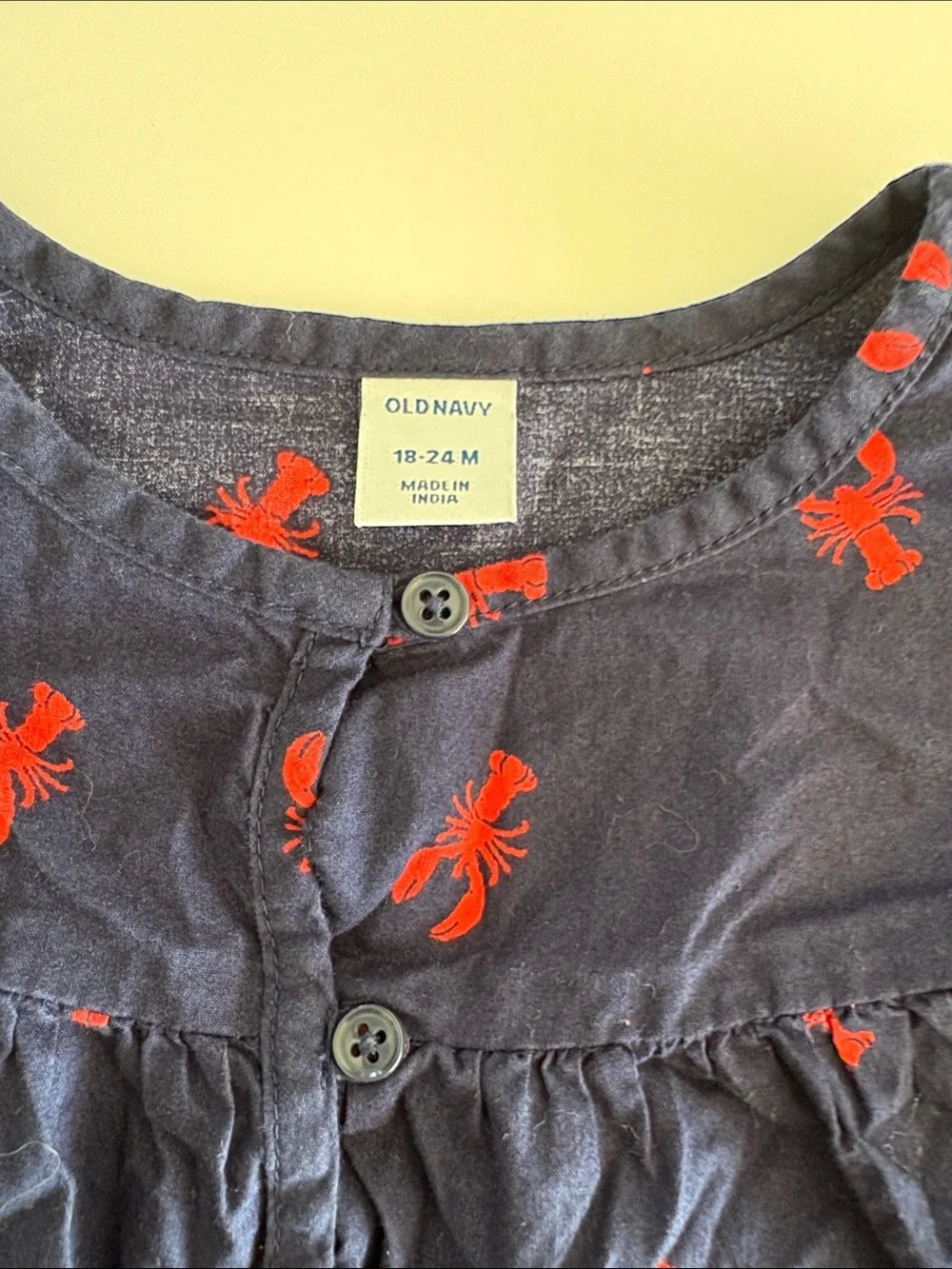 Old Navy Navy and Red Lobster Button-Front Top